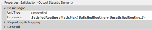 Properties for the Satisfaction output statistic.