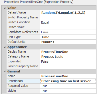 Characteristics (properties) of Tandem Server process time one.