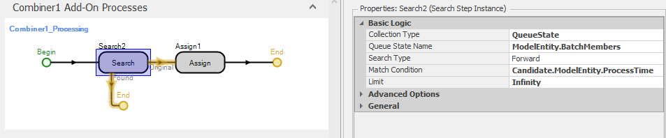Add-on process for summing the process times in Model 10-2.