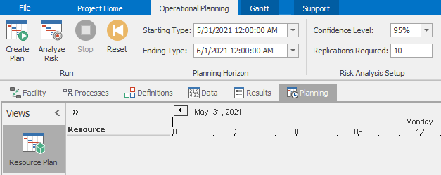 The Planning tab provides access to RPS scheduling features.