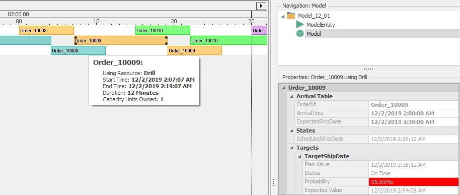 Pop-up and properties in a Gantt.