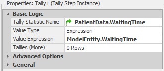 Tally step properties.