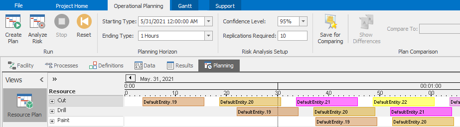 Model 12-1 Resource Plan zoomed to show entity details.