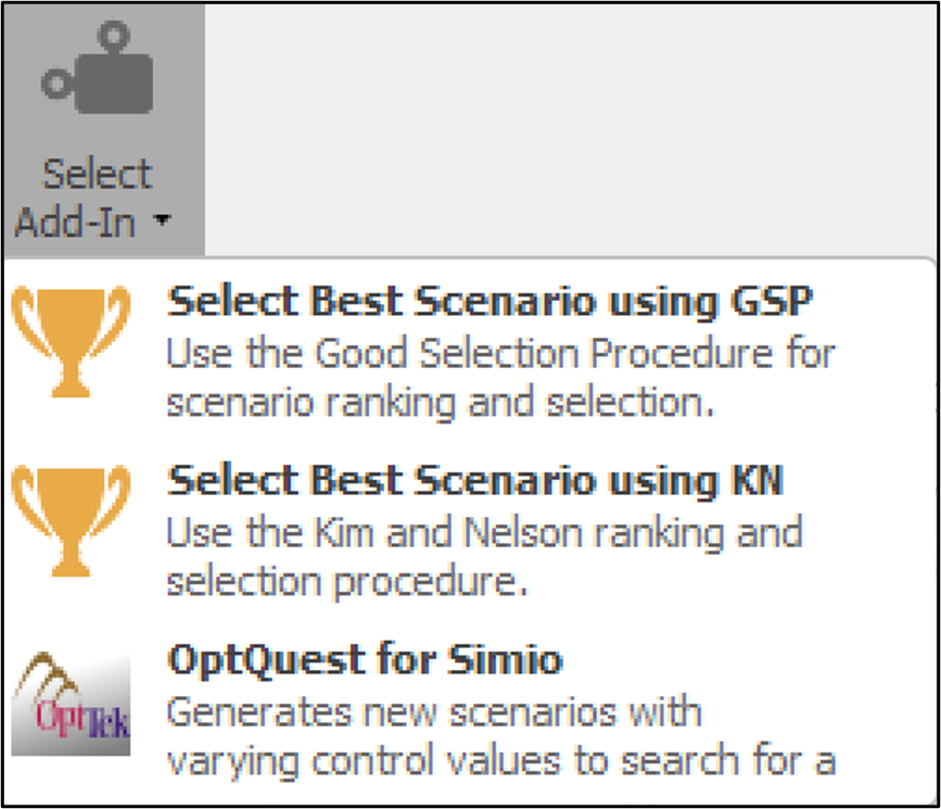Optimization tools provided in Simio experiments.