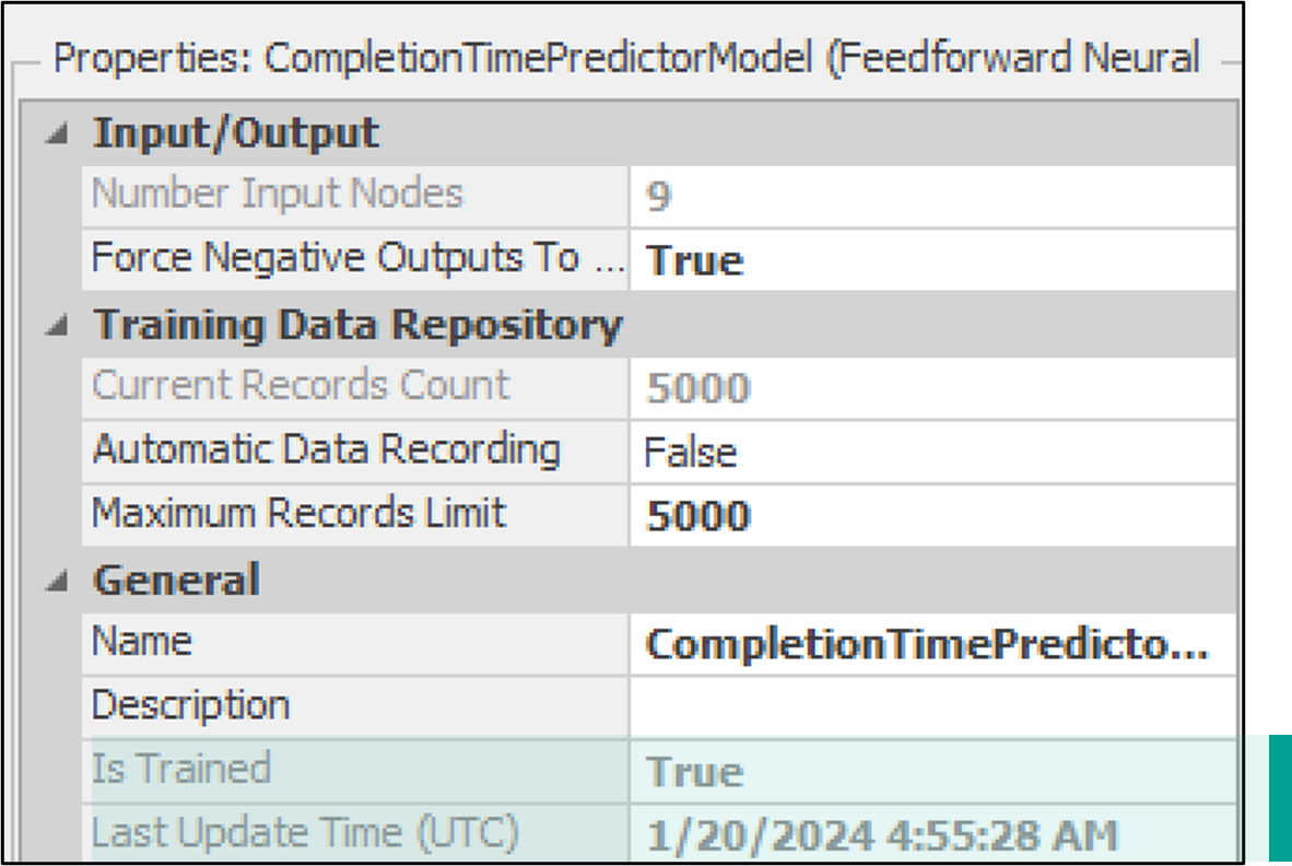 Training Status in the Property window.