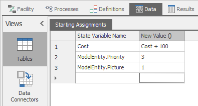 Sample assignments defined in a table.