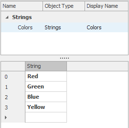 Example of a string list for colors.