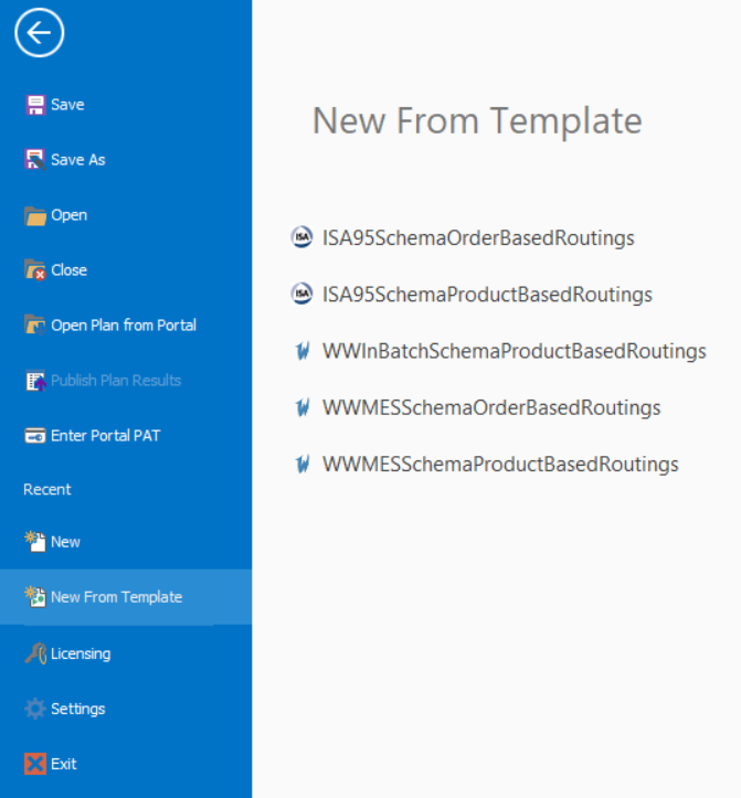 Templates available when beginning a new project.