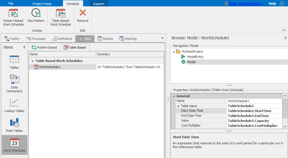 Sample table-based work schedule.