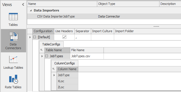 Uniko jobTypes table data connector.