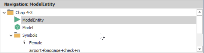 Selecting  <span class='custom-fontsmallcaps'>ModelEntity</span>  Object in the Navigation Panel