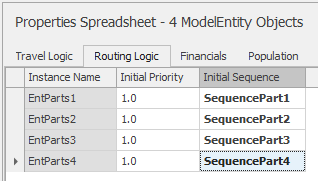 Using the Properties Spreadsheet to Set Properties of All Four Entities