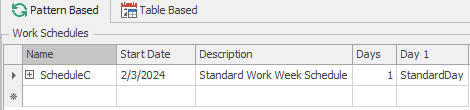 Setting up the WorkSchedule