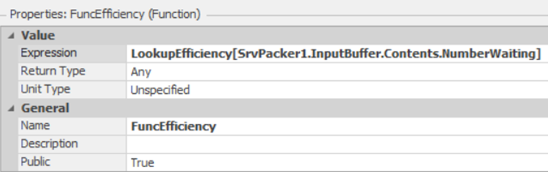 Specifying a SIMIO Function