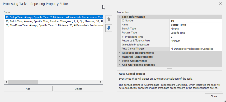 Specifying the Three Tasks