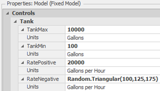Setting the Rates and Initial Values of the Tank