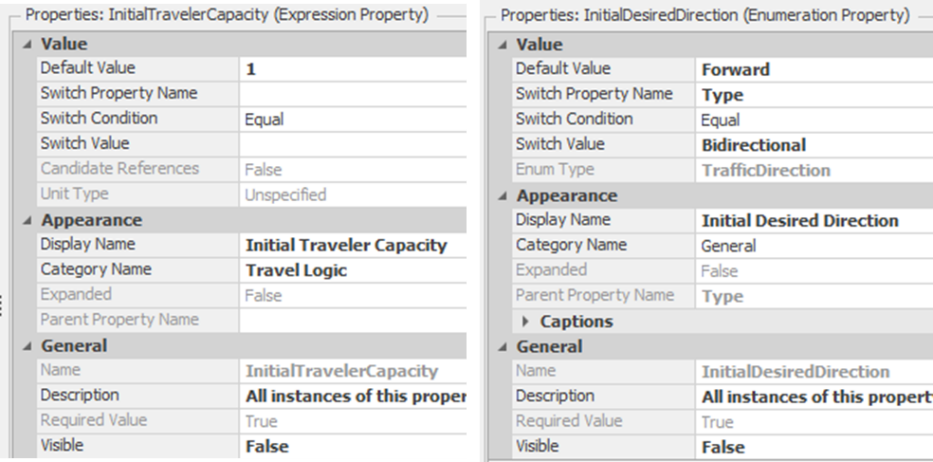 Setting the Default Values of the Travel Capacity and Desired Direction