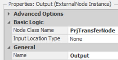 Changing the Output node to PrjTransferNode